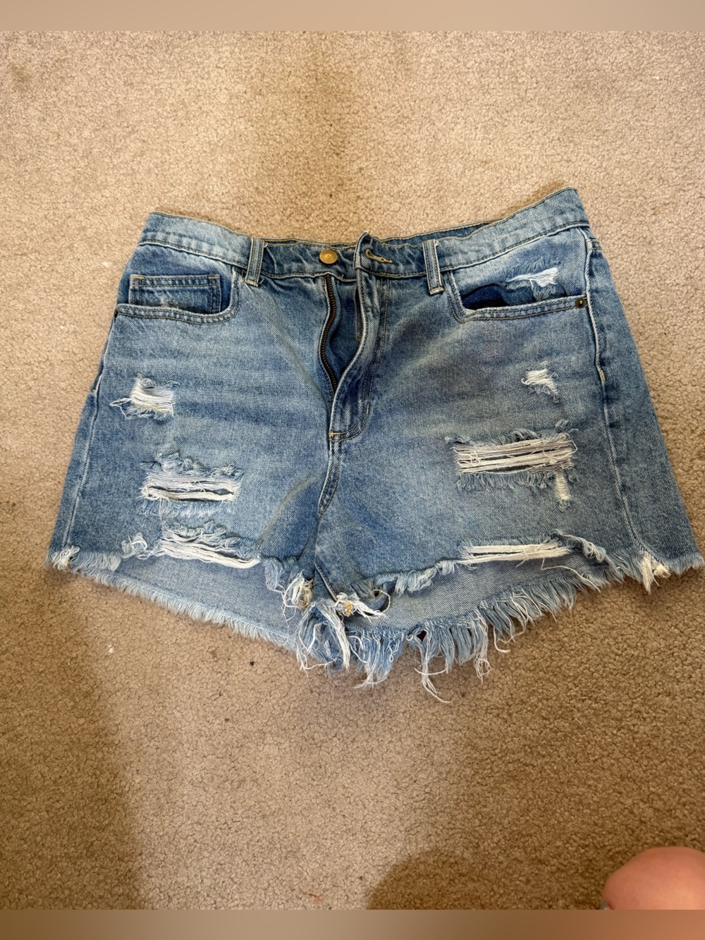 Altar'd State Distressed Light Blue Denim Cutoff Shorts